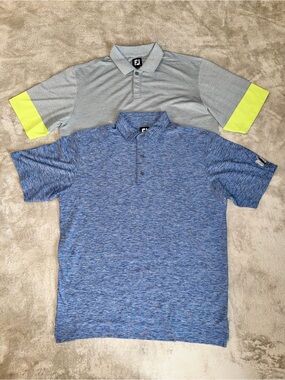 Lot of 2 FootJoy FJ Golf Polo Shirt Men’s Large In Blue/Grey Performance Polo
